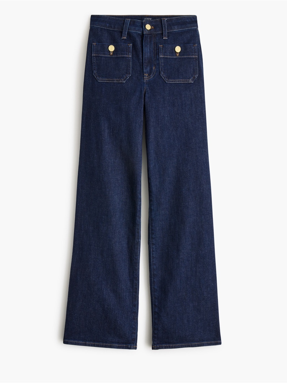 J. Crew Deep Indigo Wide-Leg Women’s Jeans with Gold Buttons